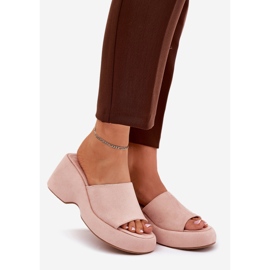 Zapatillas para mujeres de ante Eco en la plataforma y cuñas rosadas rosado 1