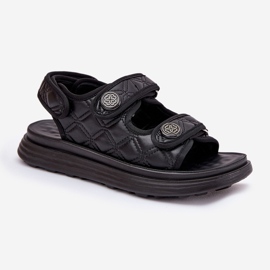 Sandalias para mujeres con detalles decorativos de velcro negro 4
