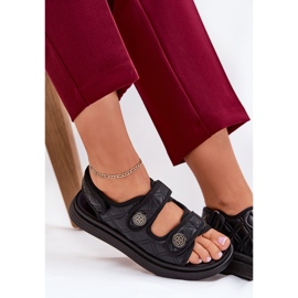 Sandalias para mujeres con detalles decorativos de velcro negro 8