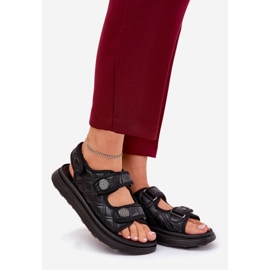 Sandalias para mujeres con detalles decorativos de velcro negro 1 Sandalias para mujeres con detalles decorativos de velcro negro 1