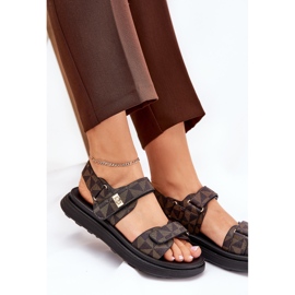 Sandalias de material para mujeres en la plataforma Black and Brown marrón 6