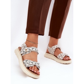 Sandalias de material para mujeres en la plataforma beige 2