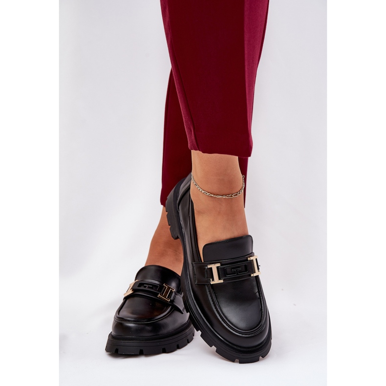 Mocasines de mujer con cuero ecológico negro 2