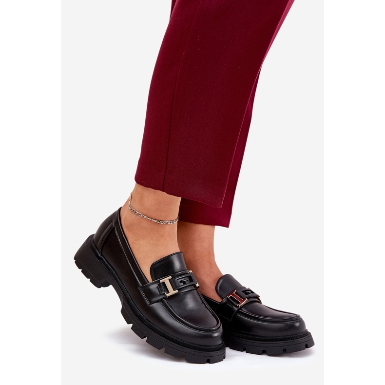 Mocasines de mujer con cuero ecológico negro 1