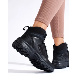 Cómodas zapatillas de trekking de mujer con pala alta DK negro 1