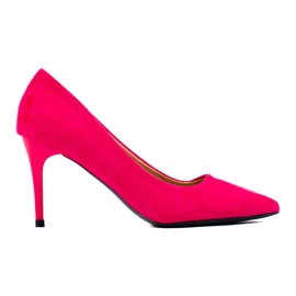 Goodin Tacones de mujer rosas fabricados en ante ecológico. rosado 4