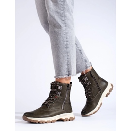 Botas de mujer con cordones y cremallera decorativa. marrón 1