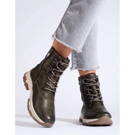 Botas de mujer con cordones y cremallera decorativa. marrón 2