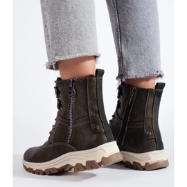 Botas de mujer con cordones y cremallera decorativa. marrón 3