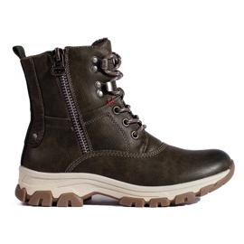 Botas de mujer con cordones y cremallera decorativa. marrón 4