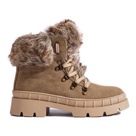 Botas de mujer marrones con pelo. beige 4