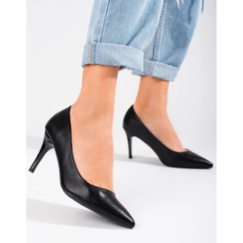 Zapatos de salón clásicos de mujer negros Shelovet con tacón alto 1 Zapatos de salón clásicos de mujer negros Shelovet con tacón alto 1
