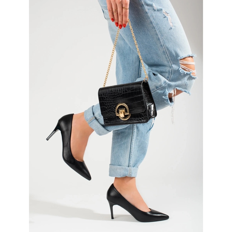 Zapatos de salón clásicos de mujer negros Shelovet con tacón alto 2