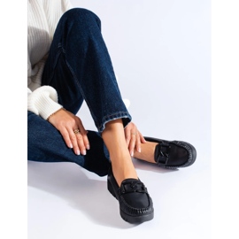 Goodin Mocasines de piel ecológica negros 2