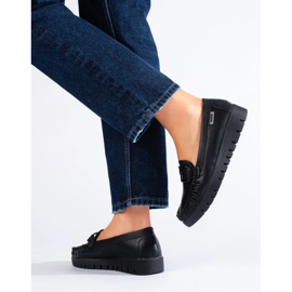 Goodin Mocasines de piel ecológica negros 3
