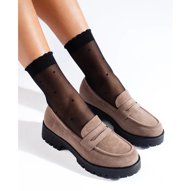 Mocasines de ante beige con suela gruesa Shelovet 2