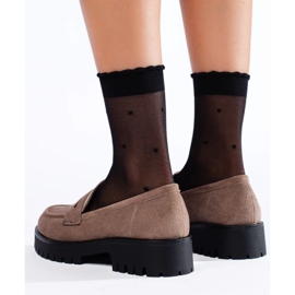 Mocasines de ante beige con suela gruesa Shelovet 3