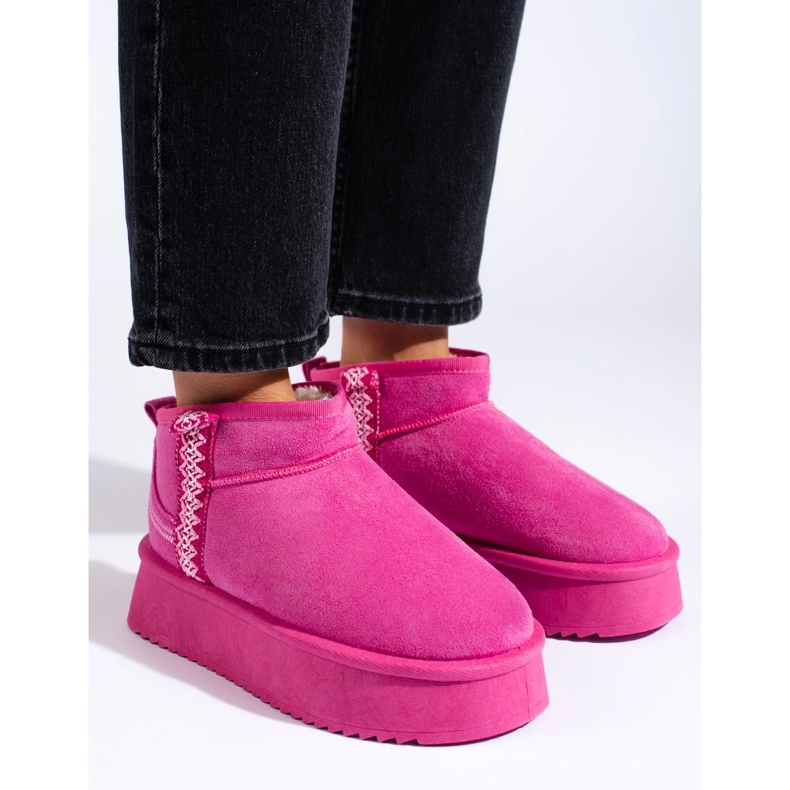 Botas de nieve con plataforma de ante Shelovet rosa rosado 2