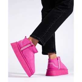Botas de nieve con plataforma de ante Shelovet rosa rosado 3
