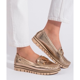 Goodin Mocasines mujer plataforma dorados 2