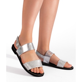 Sandalias planas mujer plateadas plata 2