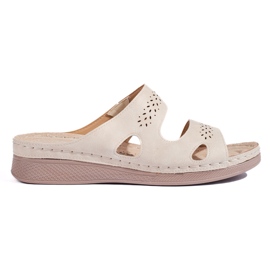 Chanclas cómodas de mujer beige 3