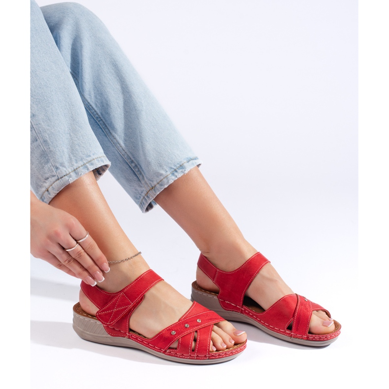 Sandalias plataforma mujer rojo claro 2