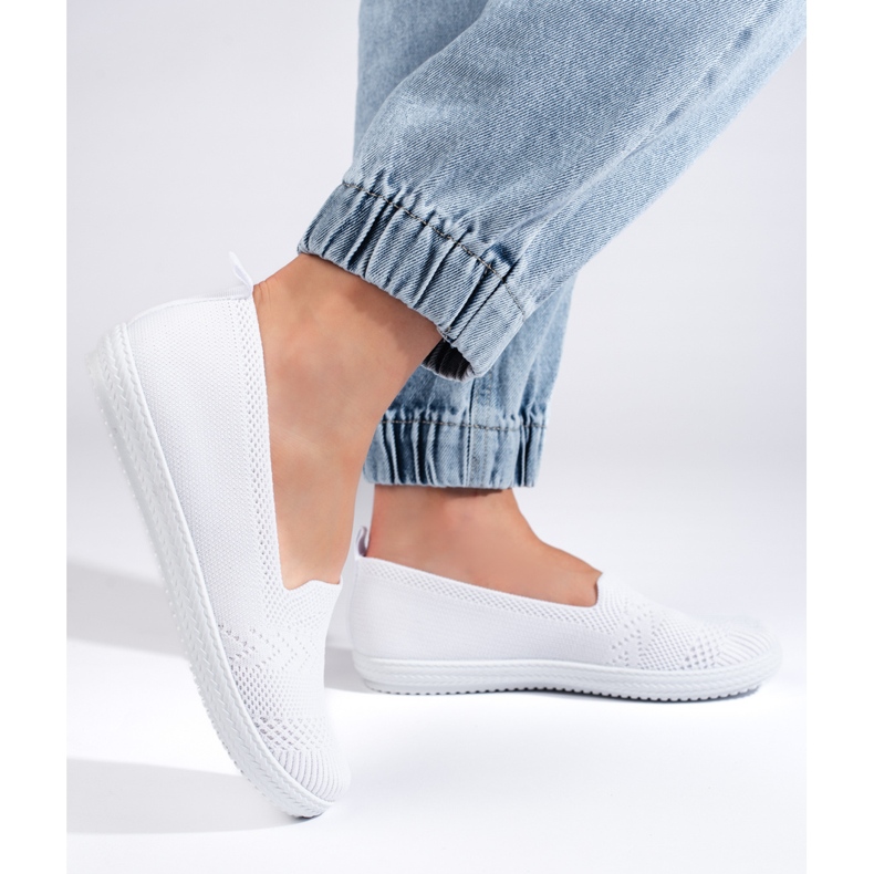 Slip-on de mujer de tejido blanco 2 Slip-on de mujer de tejido blanco 2