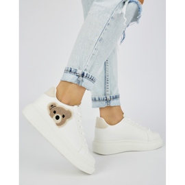 Deportivas blancas de mujer con osito. blanco 2