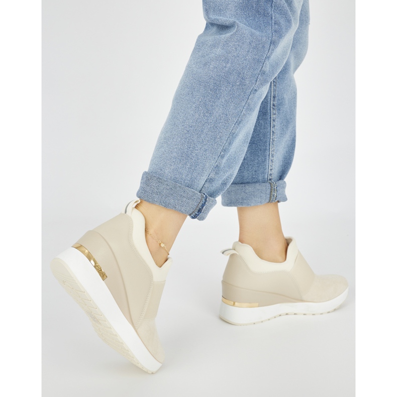 Deportivas cuña mujer beige claro 2 Deportivas cuña mujer beige claro 2