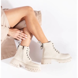 Botines mujer piel beige con cordones 1 Botines mujer piel beige con cordones 1