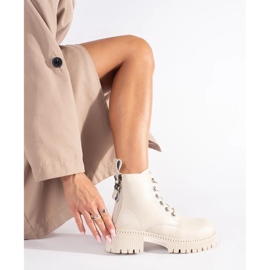 Botines mujer piel beige con cordones 3