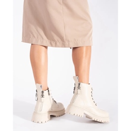 Botines mujer piel beige con cordones 4