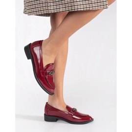 Goodin Mocasines de mujer burdeos con cadena. rojo 1