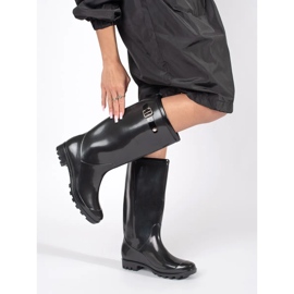 Botas de agua altas mujer charol negro 1