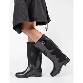 Botas de agua altas mujer charol negro 3