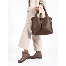 Botas de mujer marrones con tacón bajo marrón 4