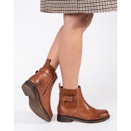 Botines de mujer marrones con hebilla y tacón bajo marrón 3