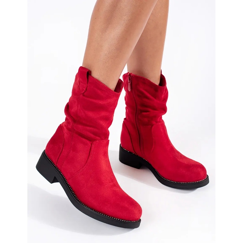 Botas cowboy mujer ante rojo 2 Botas cowboy mujer ante rojo 2