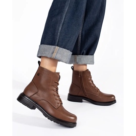 Botines de mujer con cordones en piel marrón Sergio Leone 4