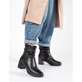 Botines de mujer de piel negra con parte superior con volantes de Sergio Leone negro 1