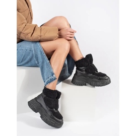 Seastar Botas de nieve negras con plataforma y pelo de borrego negro 2