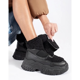 Seastar Botas de nieve negras con plataforma y pelo de borrego negro 3