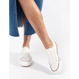 Seastar Zapatillas de mujer clásicas blancas con cordones y plataforma. blanco 2