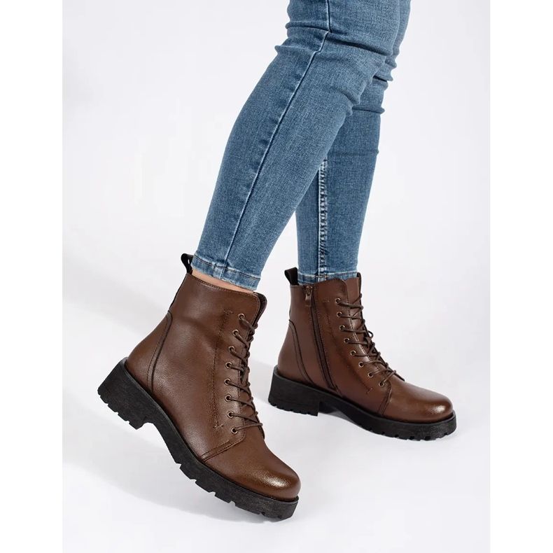 Botines de piel marrón oscuro con suela gruesa de Sergio Leone 1