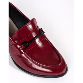 Goodin Mocasines de mujer con tacón burdeos rojo 2