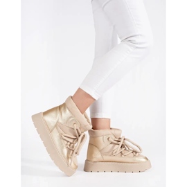 Botas de nieve de mujer beige claro con cordones y suela gruesa 2 Botas de nieve de mujer beige claro con cordones y suela gruesa 2