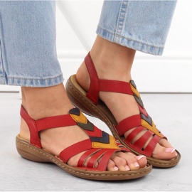 Sandalias cómodas con gomas elásticas Rieker W RKR690 rojo 3