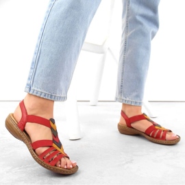 Sandalias cómodas con gomas elásticas Rieker W RKR690 rojo 4