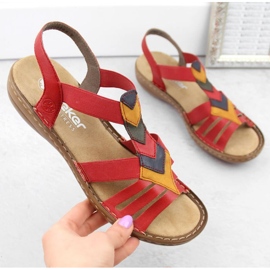 Sandalias cómodas con gomas elásticas Rieker W RKR690 rojo 5